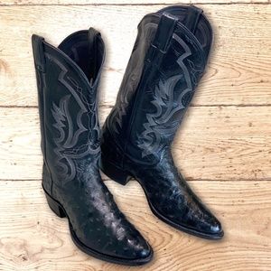Justin Full Quill Ostrich Cowboy Boots Men's 10D
